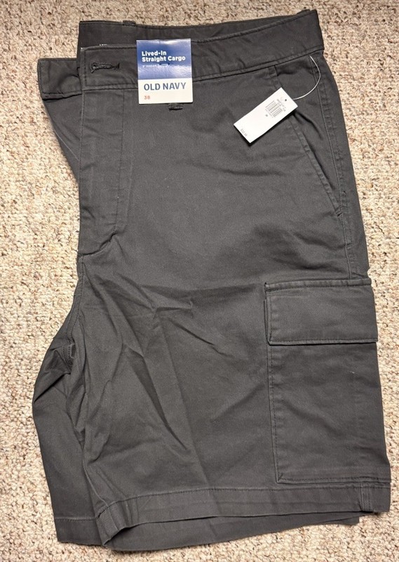 Old Navy Lived In Straight Cargo Shorts Gray Built In Flex Men’s Size 38