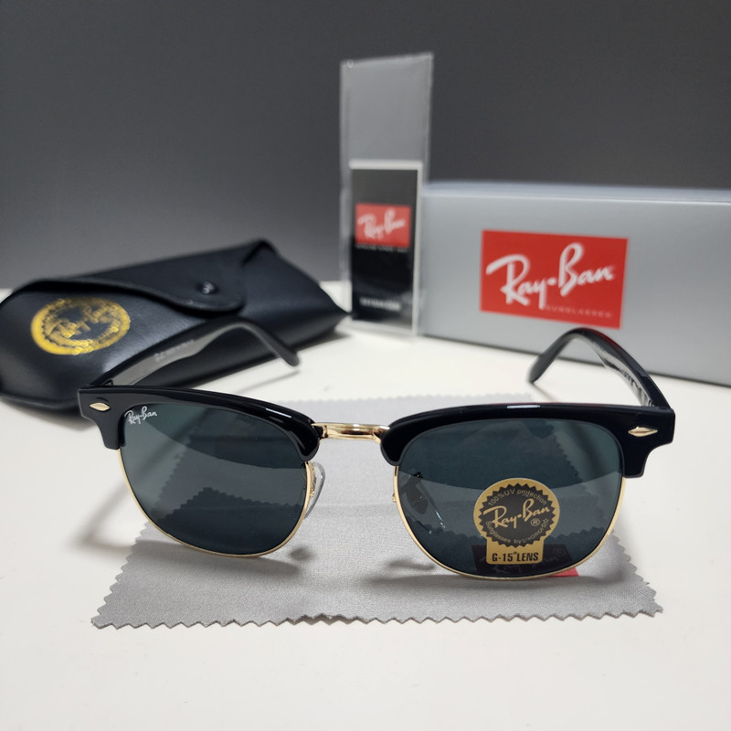 Ray-Ban RB3016 Sunglasses Clubmaster Classic Black Frame Glass Gray Lens 51 mm gallery