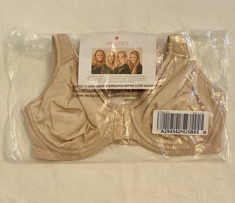 Breezies 36B Seamless Front Close Bra Sunbeige Underwire Full Coverage New