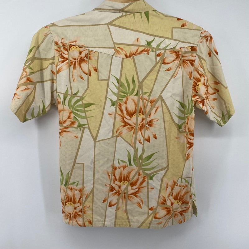 Tommy Bahama Mens Medium Silk Aloha Shirt Floral Print Beige Orange Green gallery