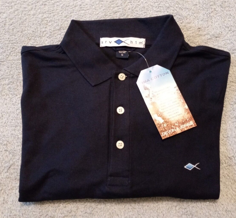 Men’s DEVON & JONES navy blue Peruvian Pima cotton SS polo shirt Peru size S & M