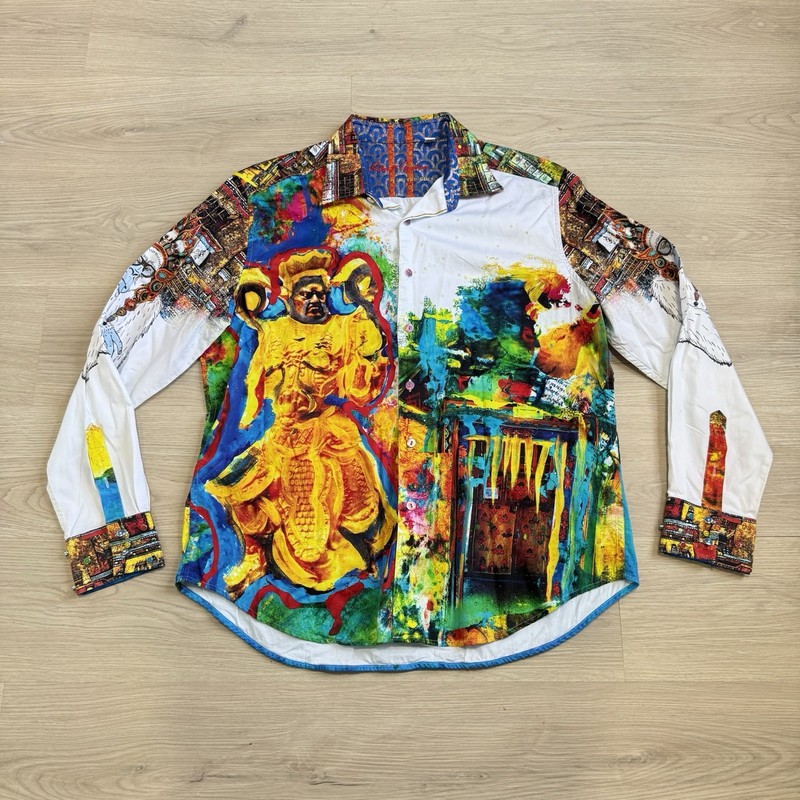ROBERT GRAHAM Limited Edition YAKI WARRIOR Button Shirt Size Men’s XL Colorful