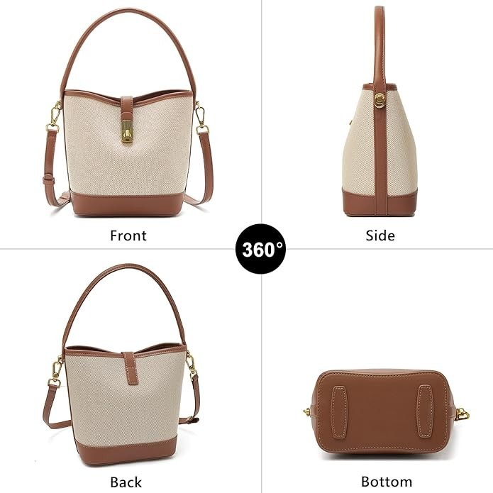 FOXLOVER Coated Canvas Bucket Crossbody Bags Top-Handle Handbags Small Satchel gallery