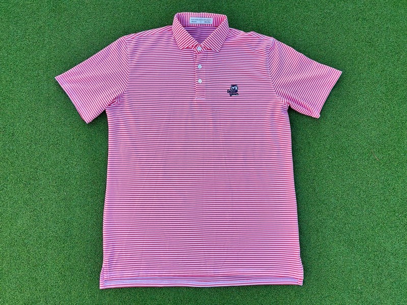 Houlderness & Bourne Men’s Large Golf Polo The Maxwell Delray & White Stripe