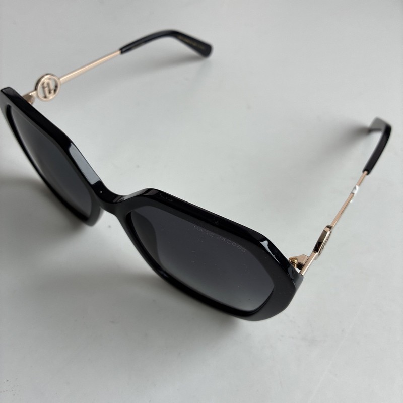 Marc Jacobs Oversized Geometric Round Sunglasses Black/Gold 57-17-135 $210