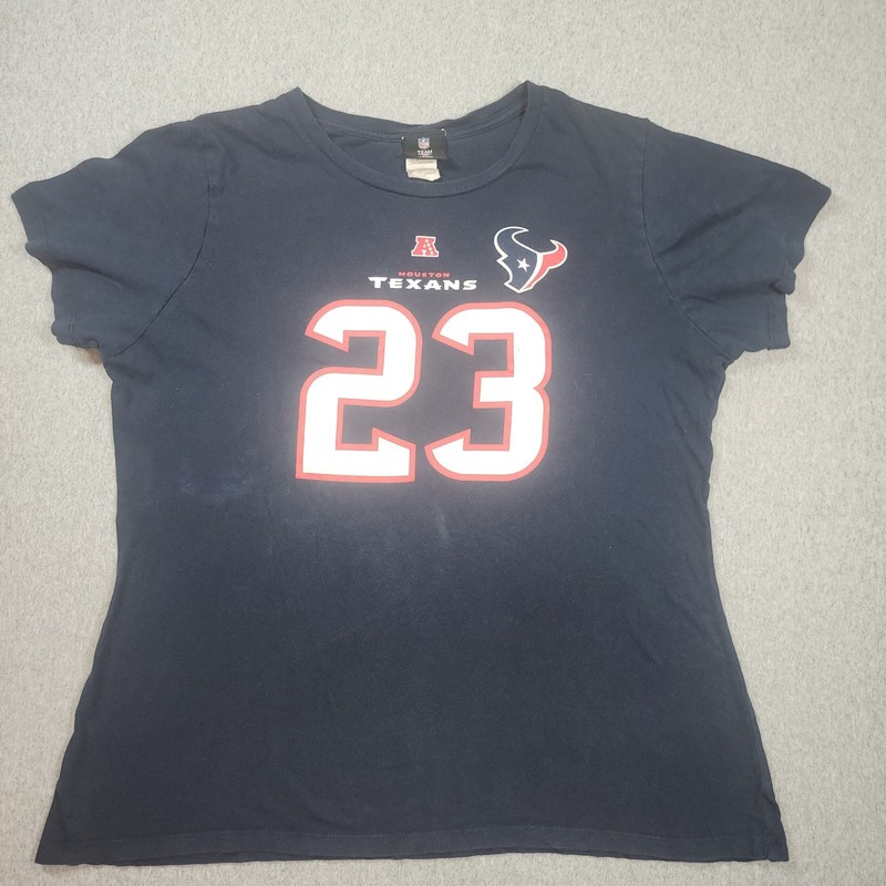 NFL Team Apparel Houston Texans Womens 2XL Navy Blue Good Arian Foster 23 Shirt