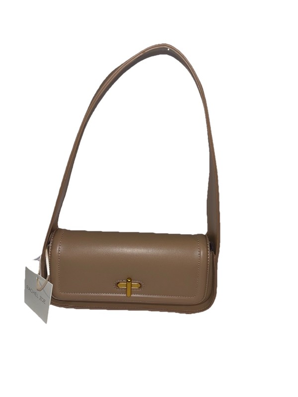Rachel Zoe Beige Shoulder Bag Gold Hardware Turn Lock Stitching Accent