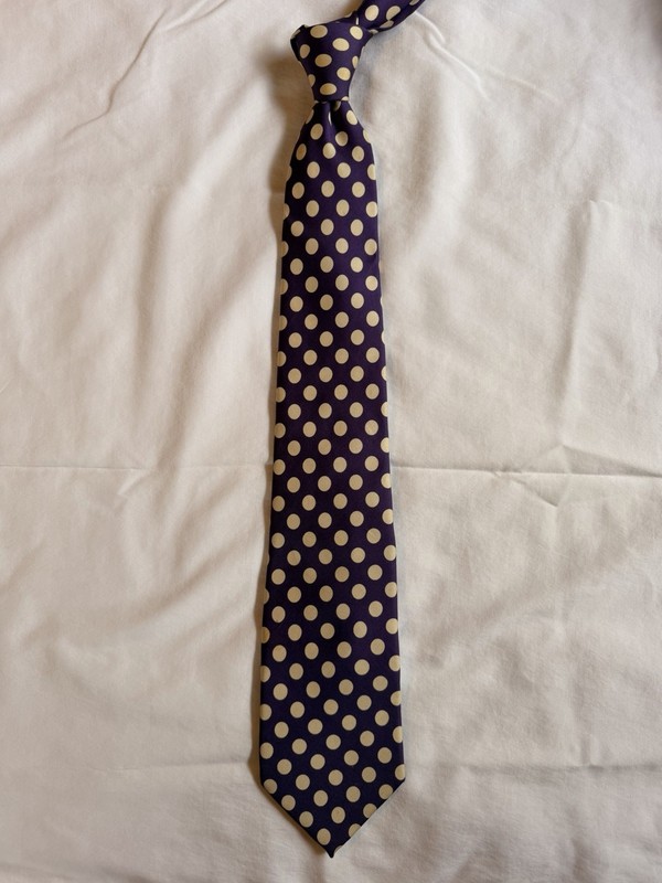 Turnbull & Asser Men’s Neck Tie Purple Blue Polka Dot Silk Handmade in England