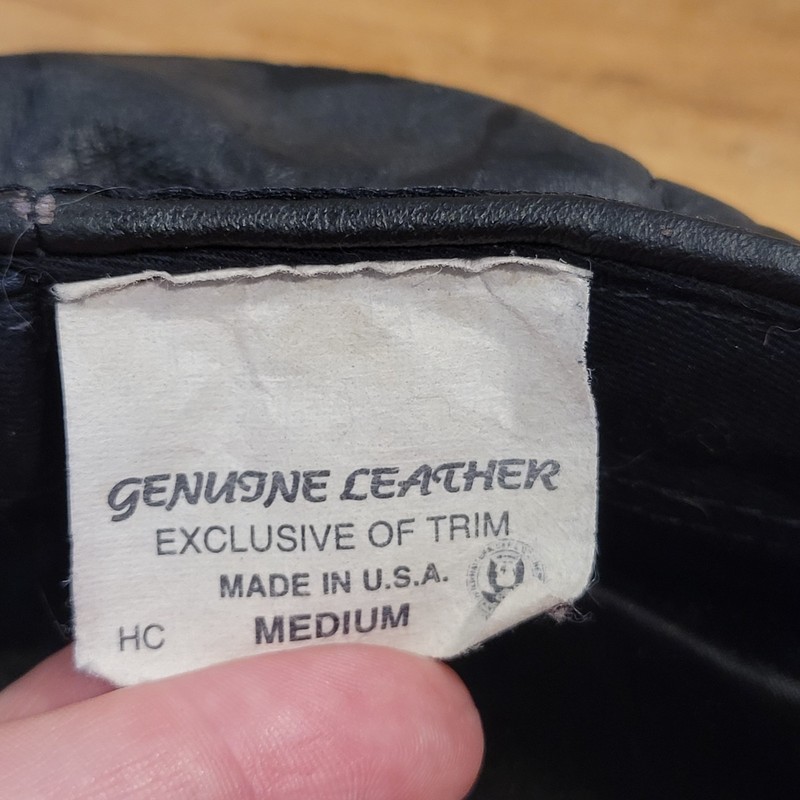 Vtg Black Leather Greek Fisherman Hat Medium Made in USA Mariner Biker Cap M gallery