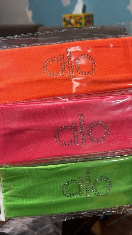 alo Logo Stretch Headband Lot, Multicolor Solid Fabric, Women’s Sports Band