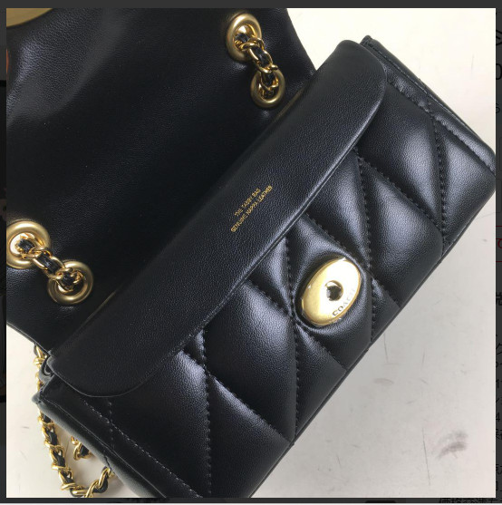 COACH CP149 Tabby Shoulder Bag 20 Quilting Nappa Leather Black Gold Outlet NEW S gallery