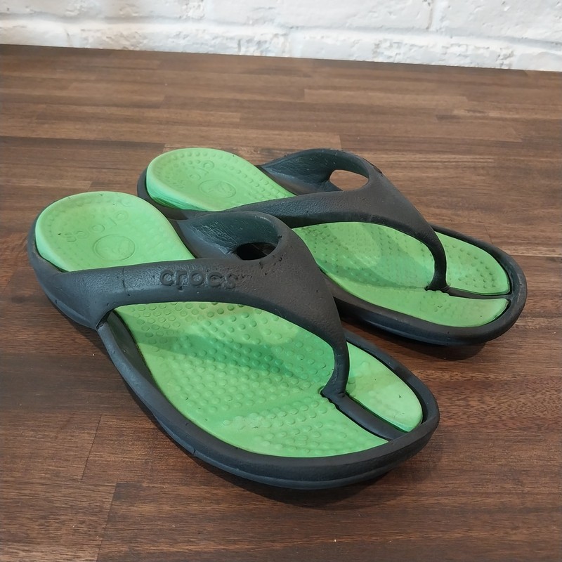 Crocs Athens Thong Flip Flop Sandals Black Green Womens 5 Men 3 Waterproof