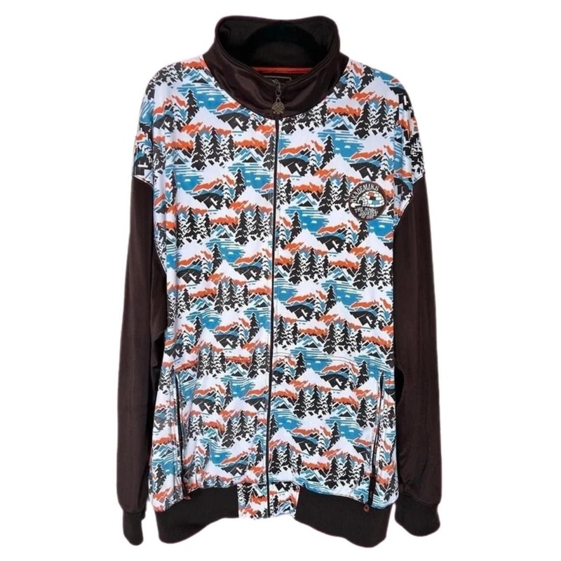 Akademiks Black Polar Explorer Mountain All Over Print Track Jacket