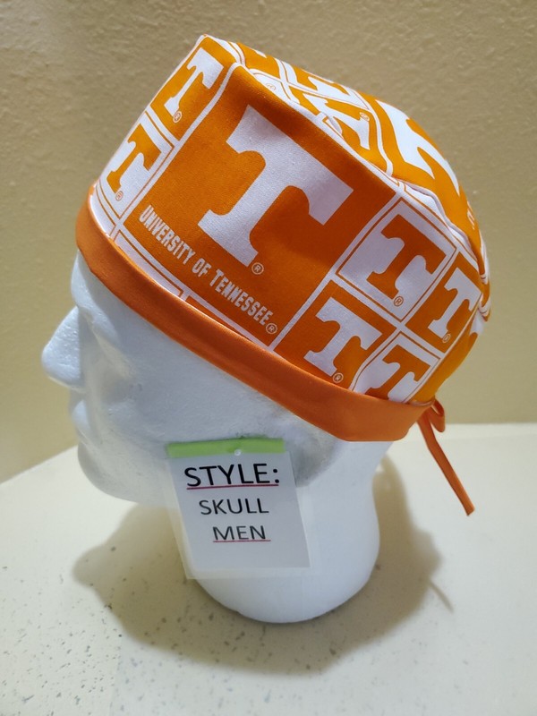 Tennessee Blocks Men’s Skull/Chemo Surgical Scrub Hat/Cap Handmade