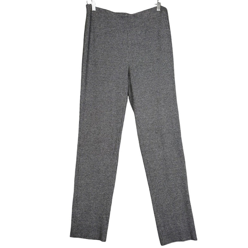 J.Jill Womens Preppy Houndstooth Ponte Slim Leg Trousers Black Gray S Office