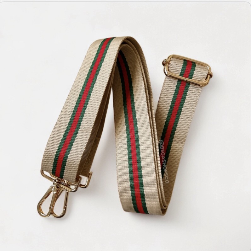 Tan Red and Green Web Canvas Purse Strap Replacement gallery