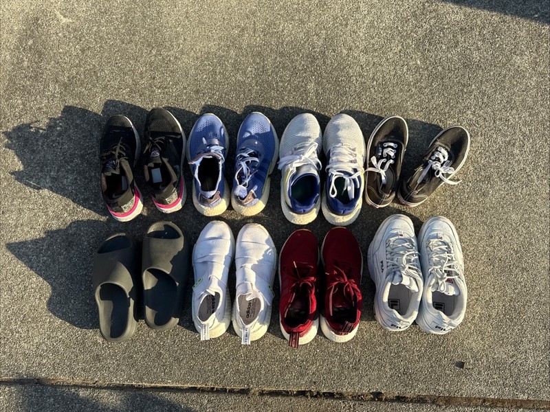 LOT8 1Nike/1Vans /5Adidas/1Vans-1Filas, Men&Women’s Shoes Size 6, 8 And 9. USED.