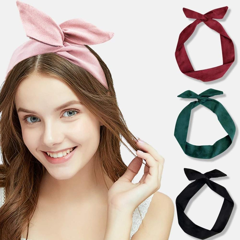 Yeshan Solid Color Wire Headbands for Women with Rabbit Ears Bow Headband, Twist gallery
