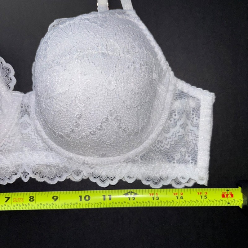 White Lace Bra Vintage Style Retro Classic Padded Wired Bridal Handmade 38 C gallery
