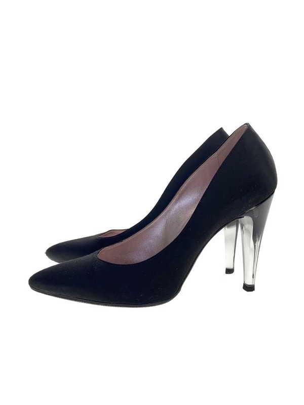 CHANEL Satin Clear Pumps 36 BLK