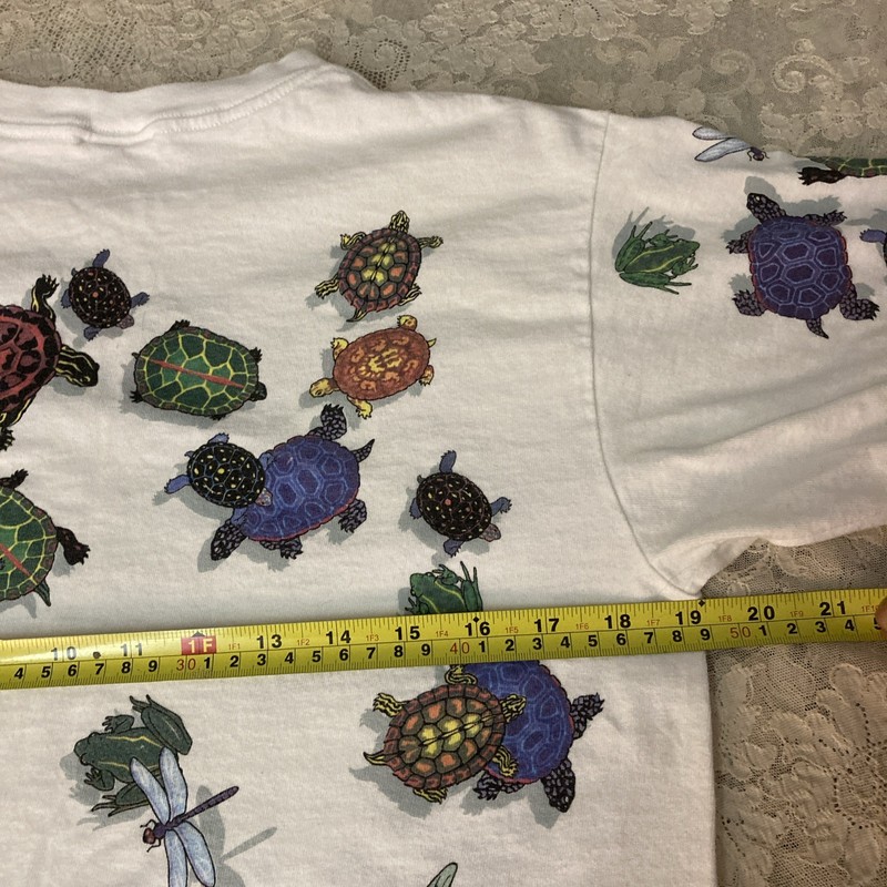 Vintage 90s Turtle Frog Dragonfly All Over Print Dan Gilbert Graphic Shirt M gallery