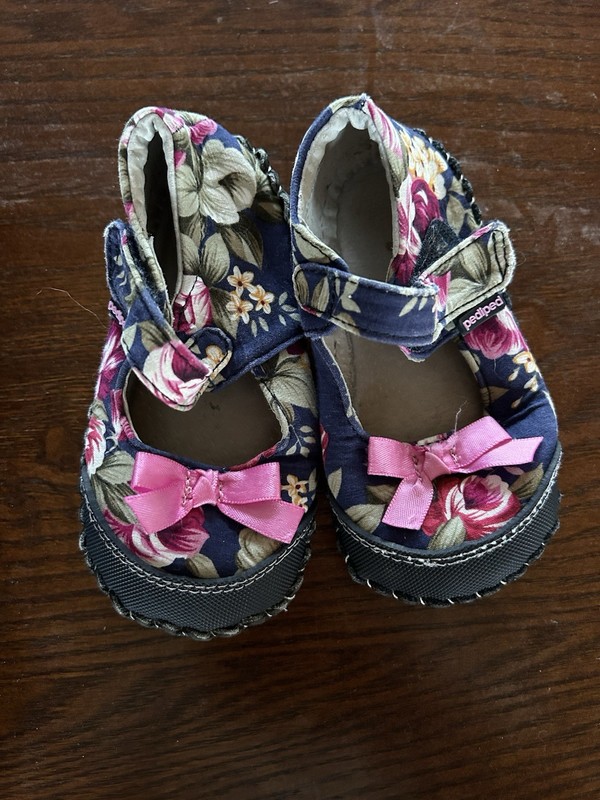 Pediped Girls Shoes 18-24 Months Floral Bow Leather Sole