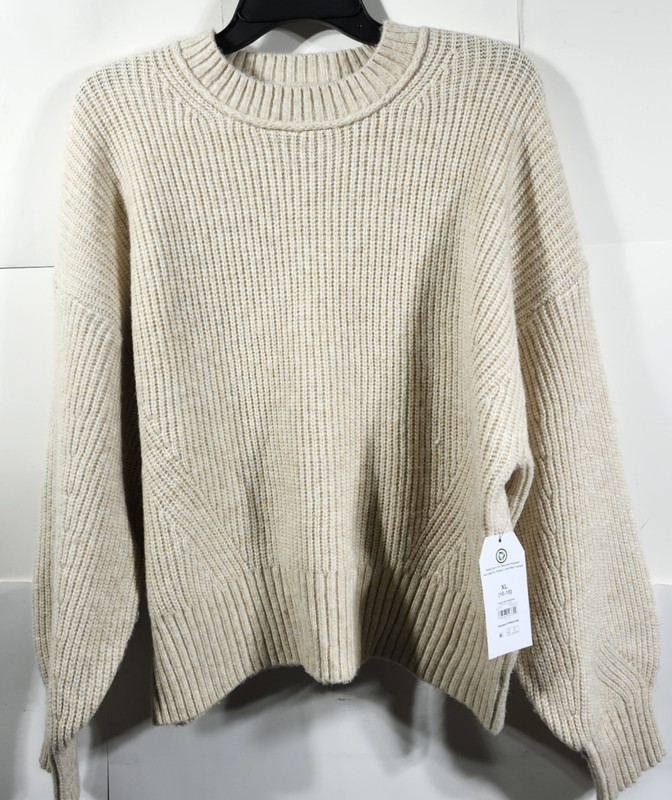 Time and Tru Women’s XL Mixed Stitch Sweater Beige Long Sleeve Pullover NEW
