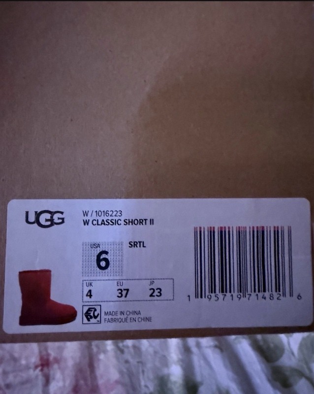 UGG Classic Short II Red Suede Shearling Pull-On Mid-Calf Boot US 6 EU 37 gallery
