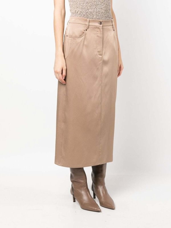 BRUNELLO CUCINELLI WOMEN'S BEIGE STRAIGHT MIDI SKIRT MSRP $2340 gallery