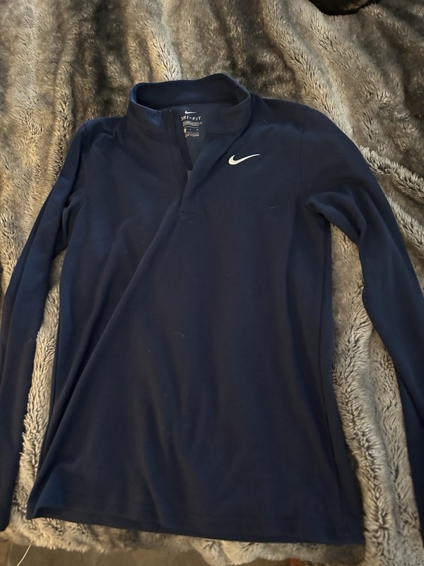 Nike Dri-FIT Men’s S Navy Standard Fit 1/4 Zip Mock Neck Pullover Top