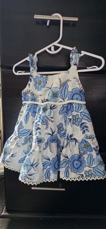 Haute Hippie Girls Blue Floral Sleeveless Sundress 6-9 Months Knee Length.