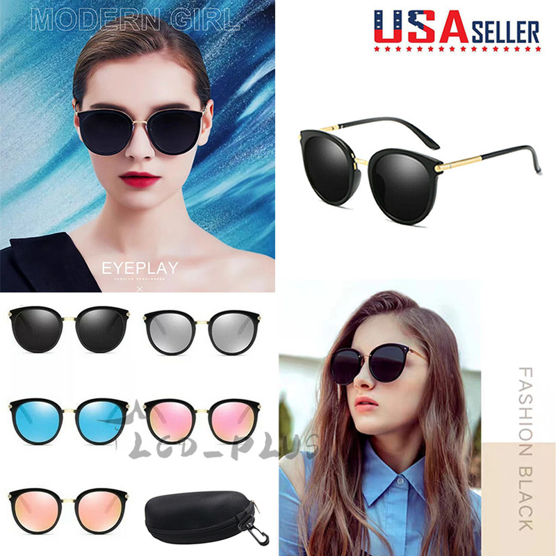 Womens Polarized Sunglasses Retro Fashion Lens Outdoor Driving or Glasses Case
