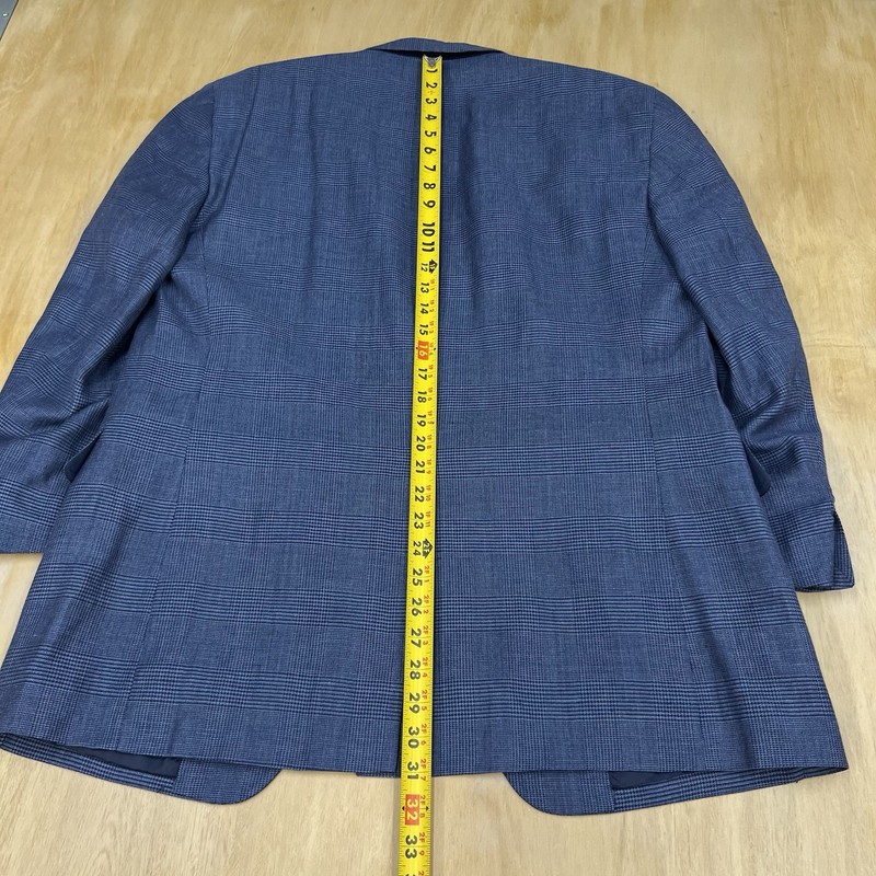 Jos A Bank 👉Altered👈 Wool Linen Blazer Mens 43R Navy Plaid gallery