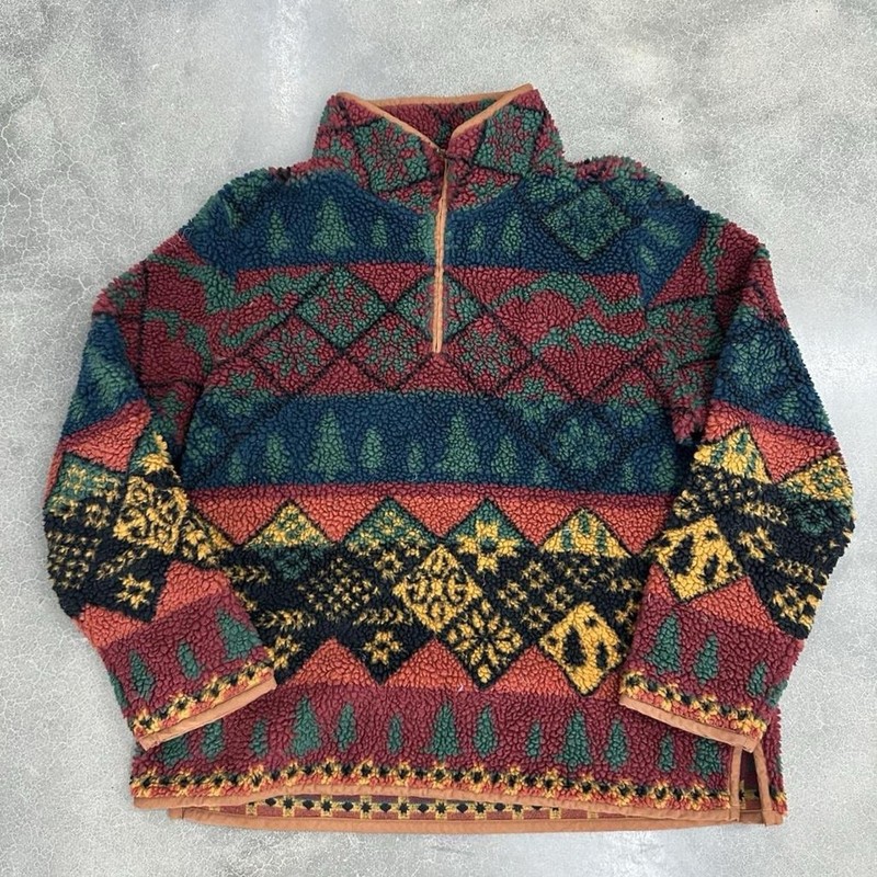 Vintage L.L. Bean Signature Aztec Fleece Quarter Zip Jacket – XL