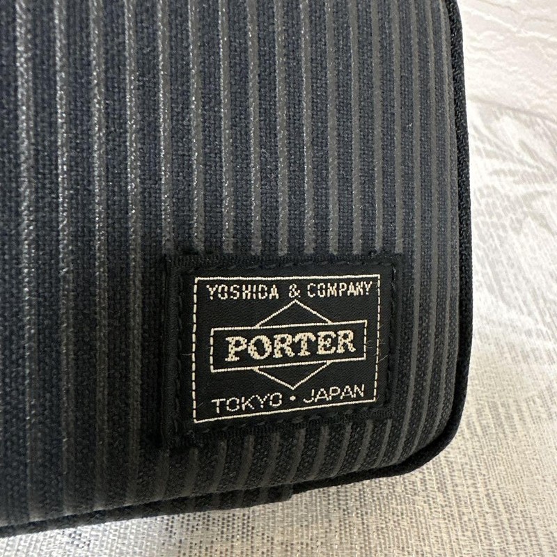 Excellent Condition PORTER Porter Drawing Long Wallet Round Zip Canvas Black gallery