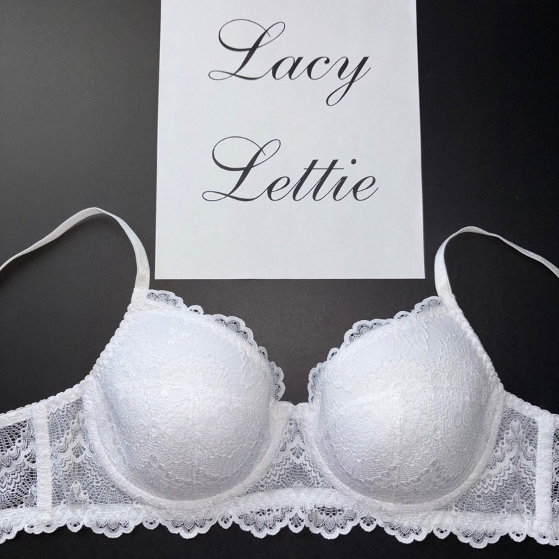 White Lace Bra Vintage Style Retro Classic Padded Wired Bridal Handmade 38 C