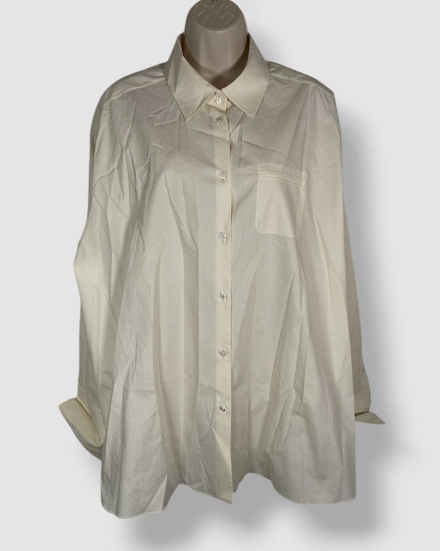 The Row Women’s Ivory Lunar Cotton Long Sleeve Button-Up Collared Shirt Size M
