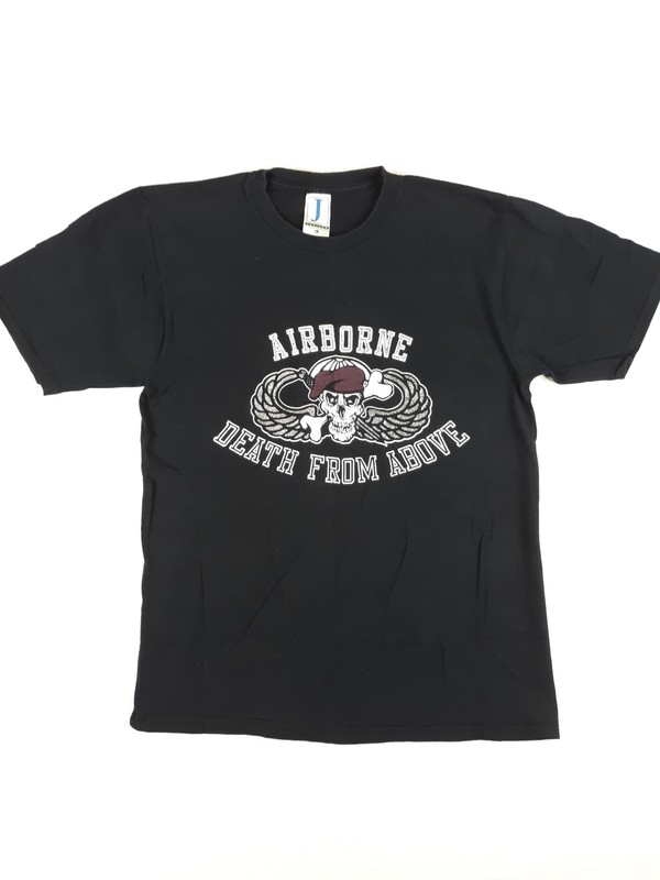 Vintage US ARMY AIRBORNE SKULL Death From Above 90s USA Made Military t-shirt L