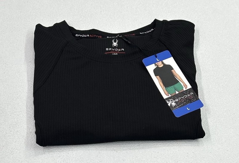 Spyder Women’s Active Ribbed Short Sleeve Tee, Black, Size L