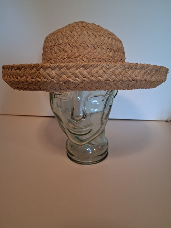Helen Kaminski 100% Natural Raffia Sun Hat Large 4" Wide Brim EXCELLENT gallery