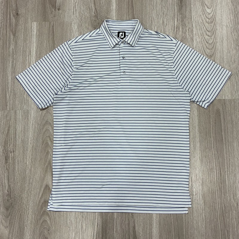 FootJoy TPC River Highlands GolfPolo Shirt Mens L Blue Striped Large