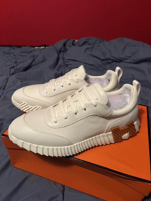 HERMES Bouncing Sneakers White/Brown Size 11/11.5 (Eu45)