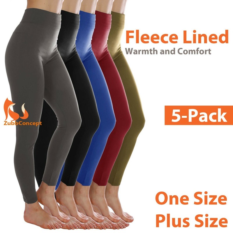 5 Pack Women’s Fleece Lined Leggings Winter Thermal Warm Legging Pants