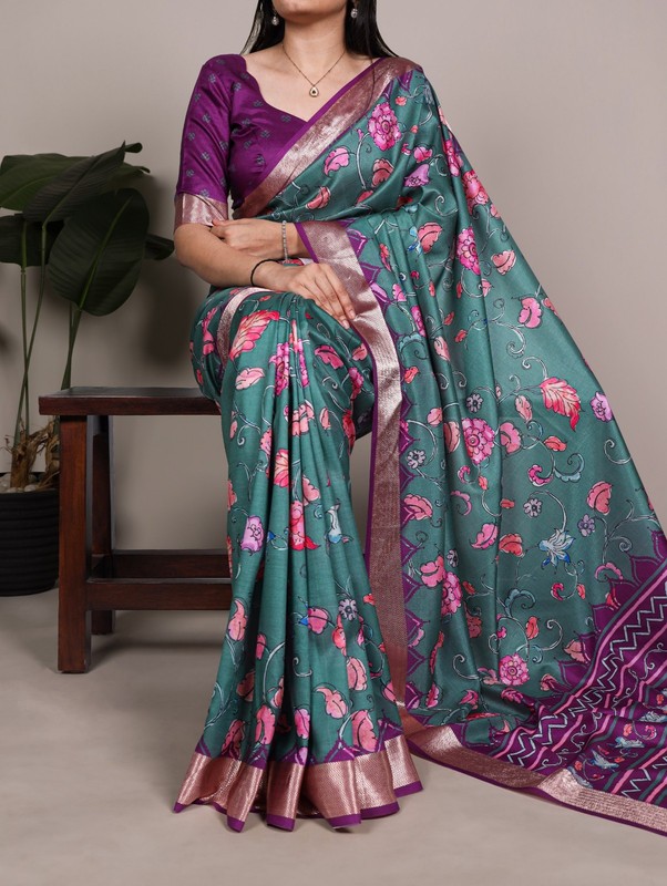 Attractive Look Tasar Silk Saree With Blouse For Women Function Wear