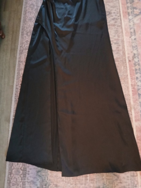 Women’s Black One Shoulder "Azazie" Asymmetric Sleeveless Solid Long Gown Dress gallery