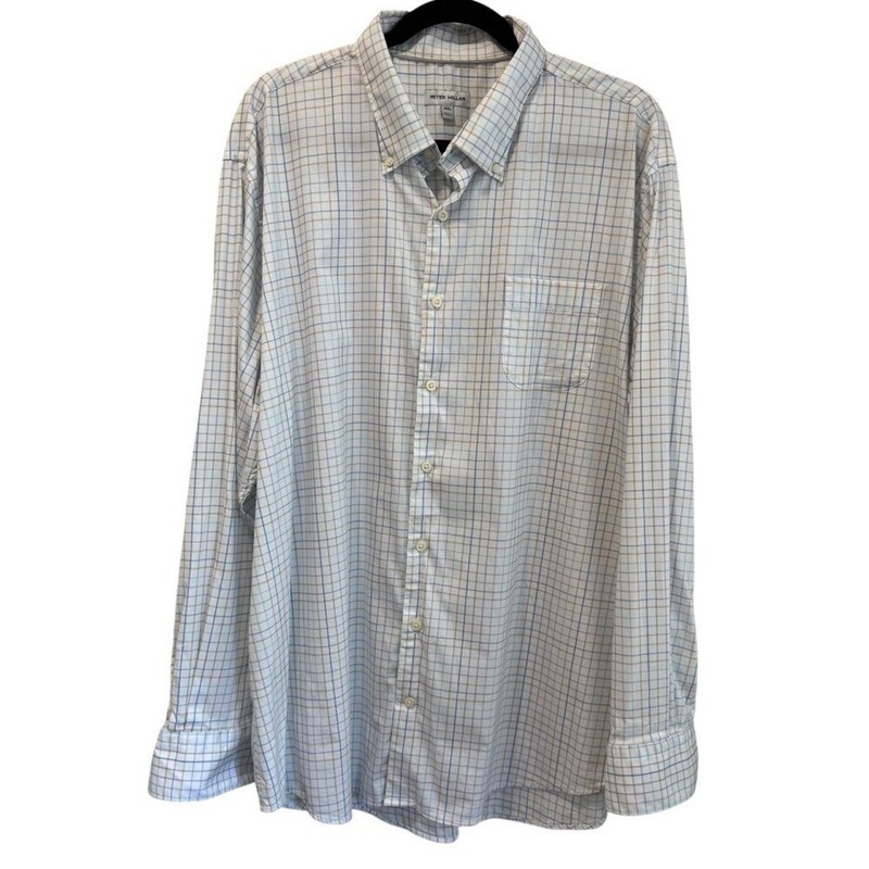 Peter Millar Plaid Button Down Long Sleeve Dress Shirt XXL