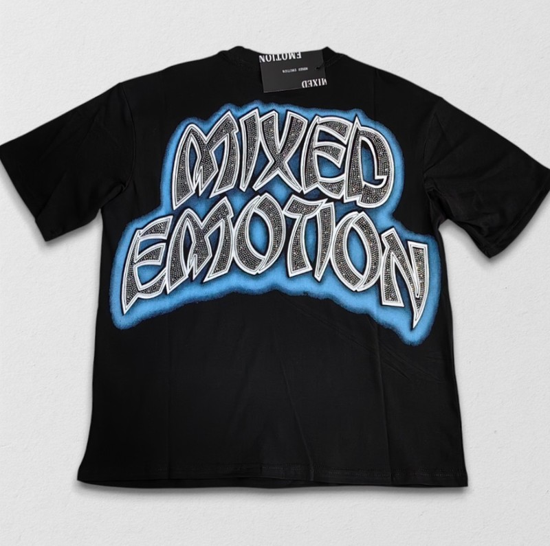 NEW 2026 Mixed Emotion Black "Spirit" Rhinestone High-Quality Men's T-Shirt S-XL gallery