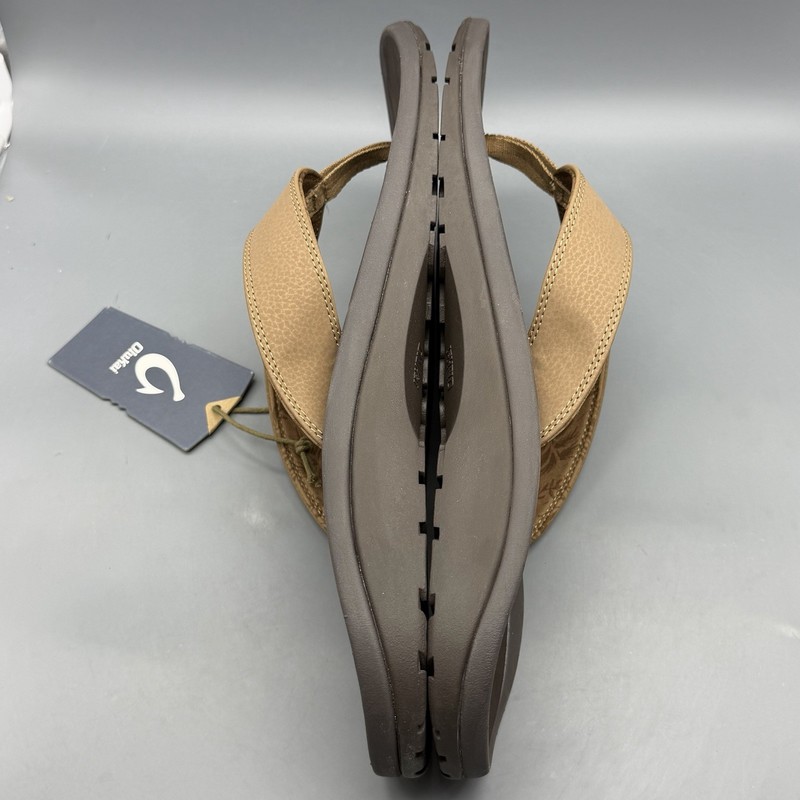 Olukai Ohana Mens Size 17 Thong Flip Flops Tan Dark Java Sandals Slip On gallery