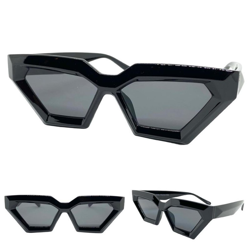 Classy Elegant Modern Retro Cat Eye Style SUNGLASSES Funky Black Frame Dark Lens