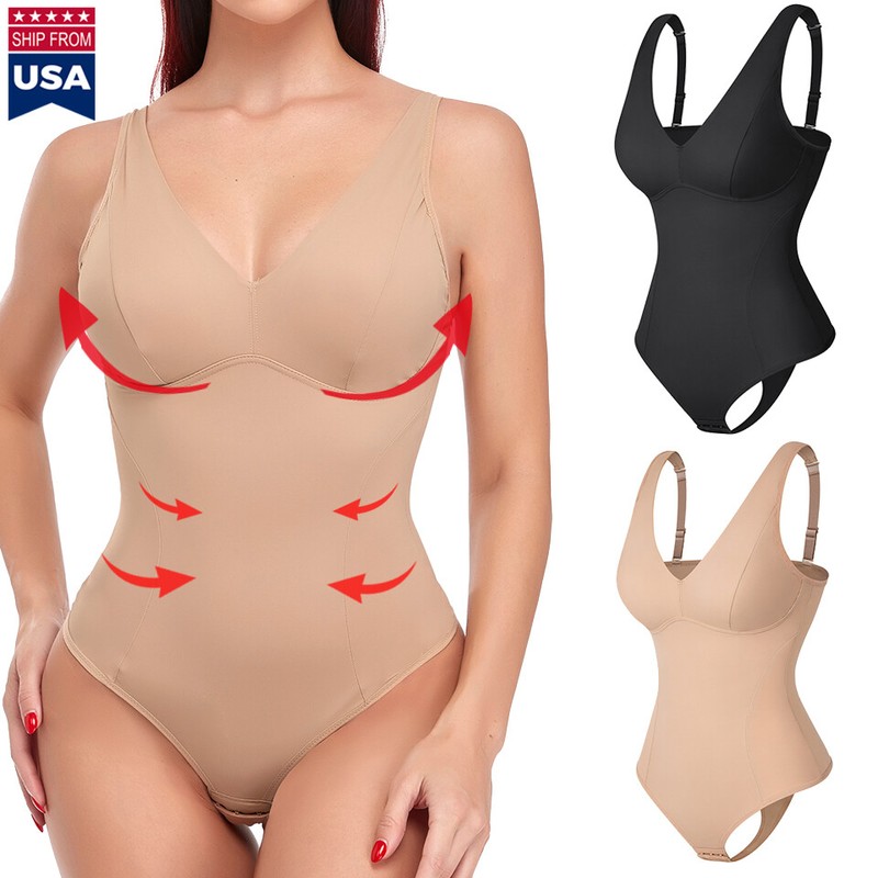 Womens Slim Full Body Shaper With Built-in Bra Shapewear Tummy Control Bodysuits
